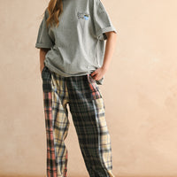 Mixed Plaid Patchwork Relaxed Pants