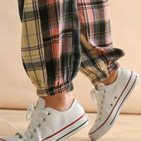 Mixed Plaid Patchwork Relaxed Pants