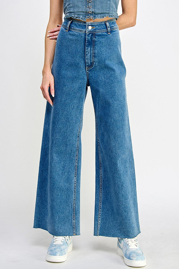 High Rise Wide Leg Marine Jeans