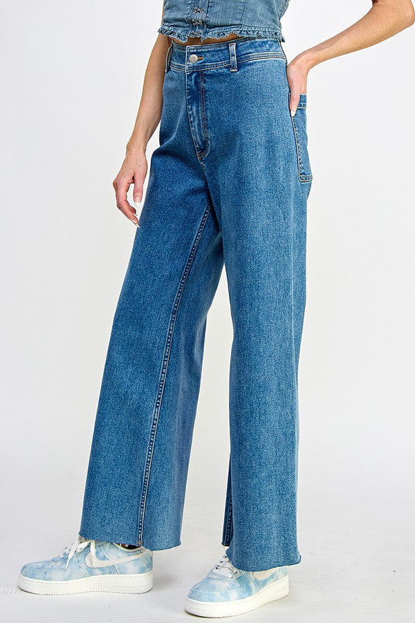 High Rise Wide Leg Marine Jeans