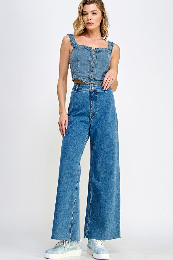 High Rise Wide Leg Marine Jeans
