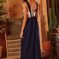 Boho Wide Leg Textured Suspender Pants