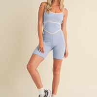Trim Detail Active Romper in Blue