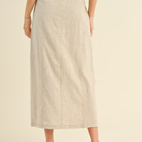 Linen Front Slit Maxi Skirt
