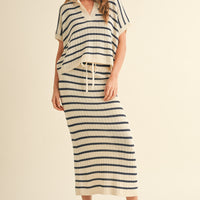 Striped Knit Midi Skirt