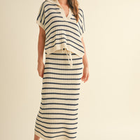 Striped Knit Midi Skirt