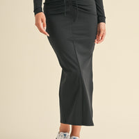Ruched Side Slit Maxi Skirt