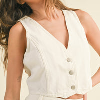 Washed Denim Crop Vest