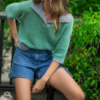 Green Collared Knit Top