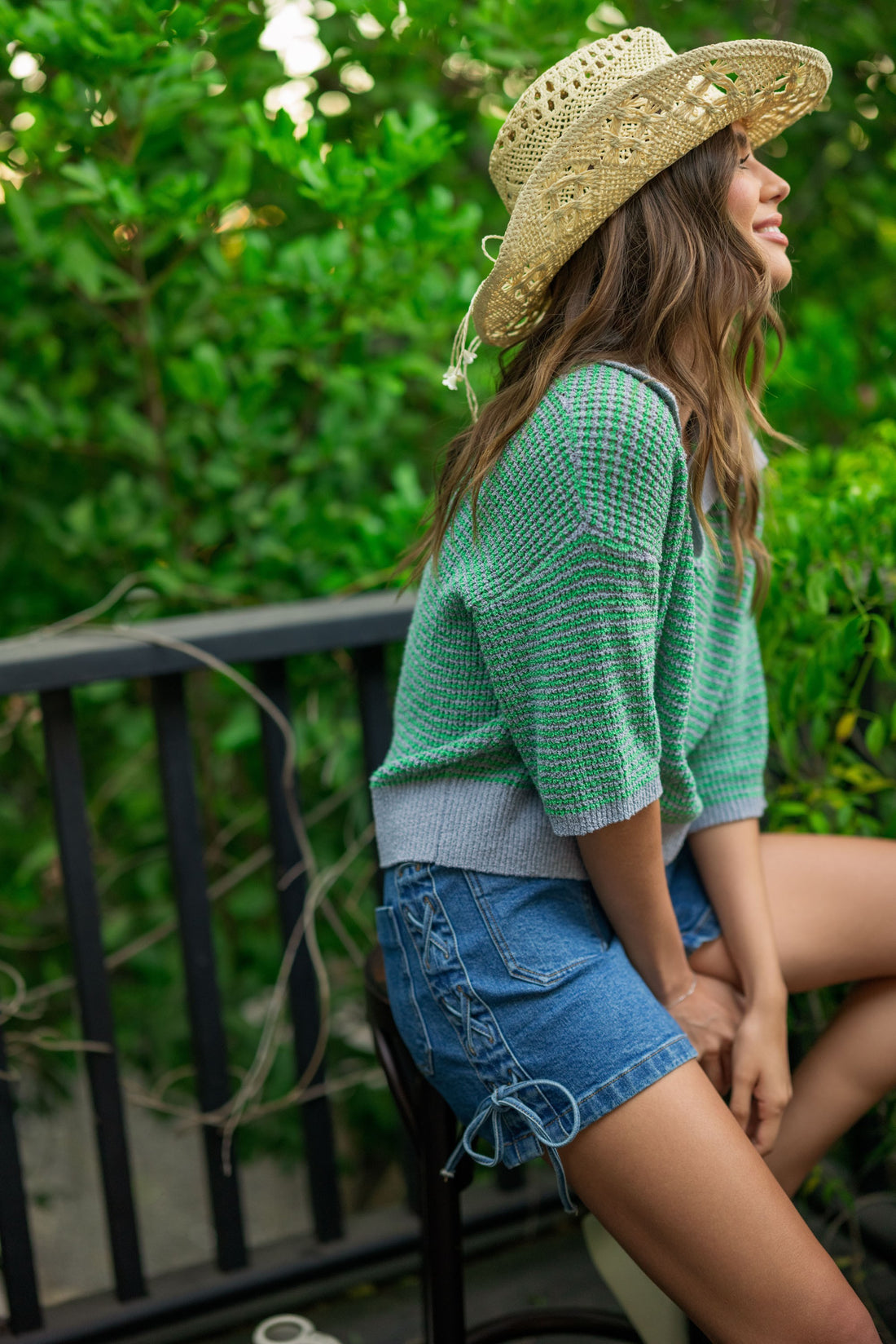 Green Collared Knit Top