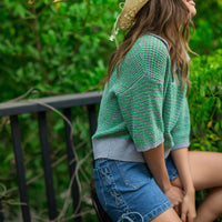 Green Collared Knit Top