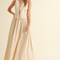 Linen Tie Front Vest