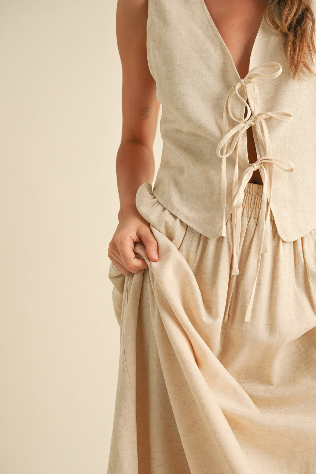 Linen Tie Front Vest