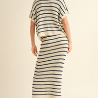 Striped Knit Collared Pullover