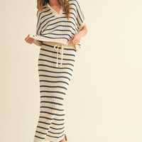 Striped Knit Collared Pullover