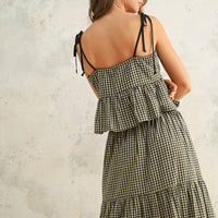 Gingham Peplum Cotton Camisole Top