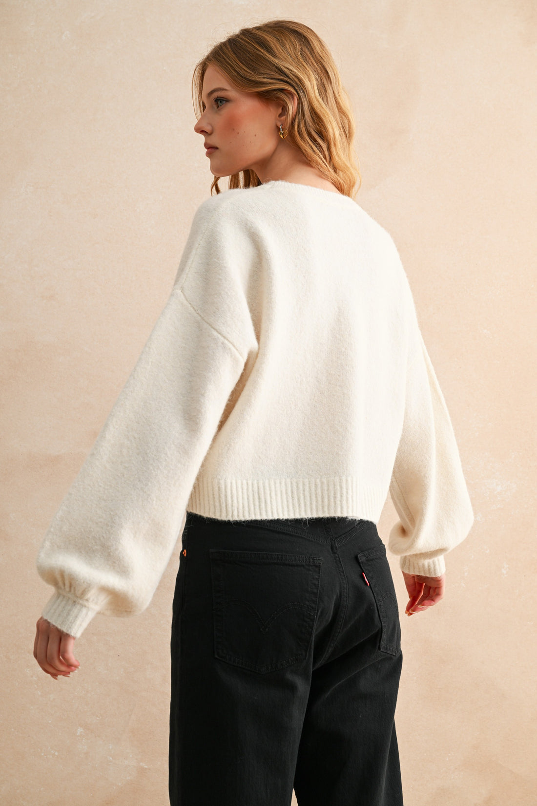 Merci Handwritten Cropped Knit Sweater