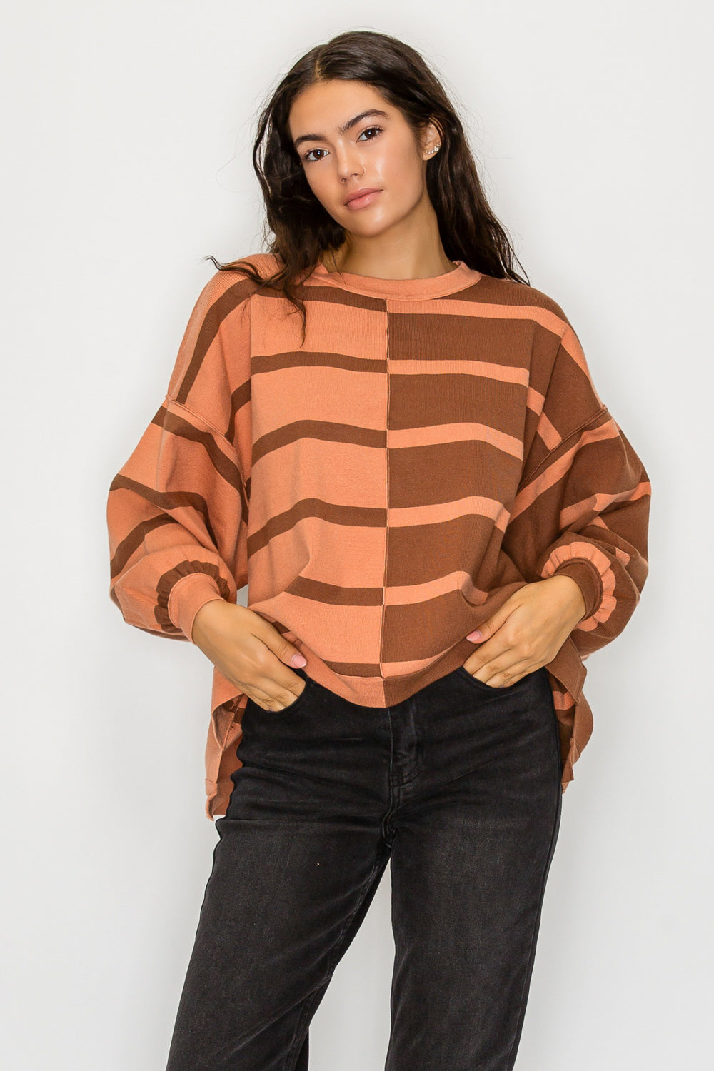 Choco Uptown Stripe Pullover
