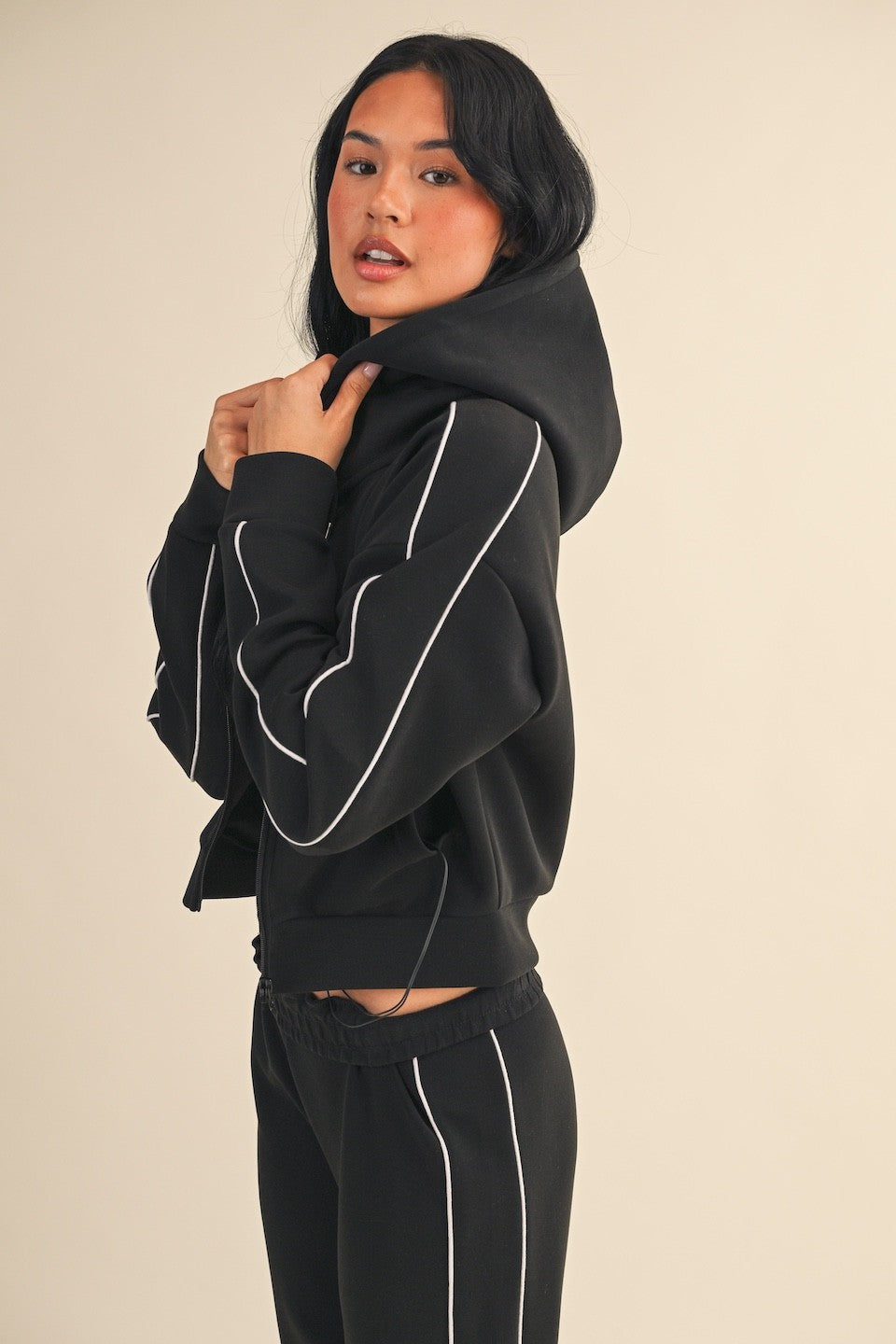 Zip-Up Cropped Lounge Hoodie