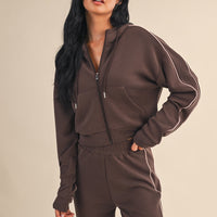 Zip-Up Cropped Lounge Hoodie