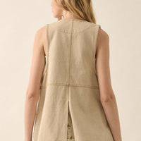 Longlined Denim Vest
