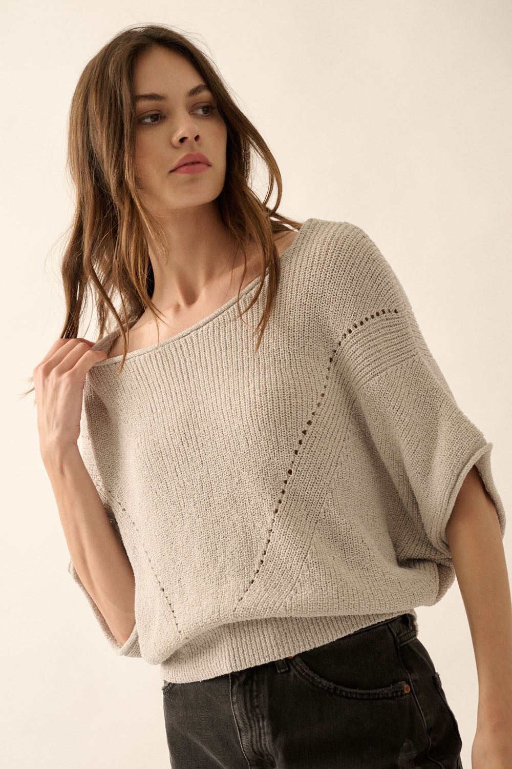 Relaxed Knit Dolman Sleeve Top