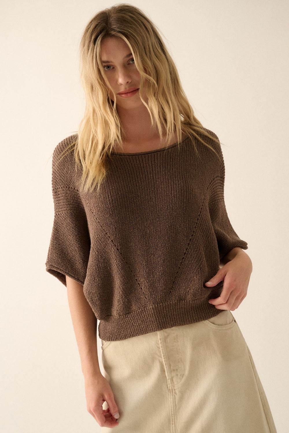 Relaxed Knit Dolman Sleeve Top