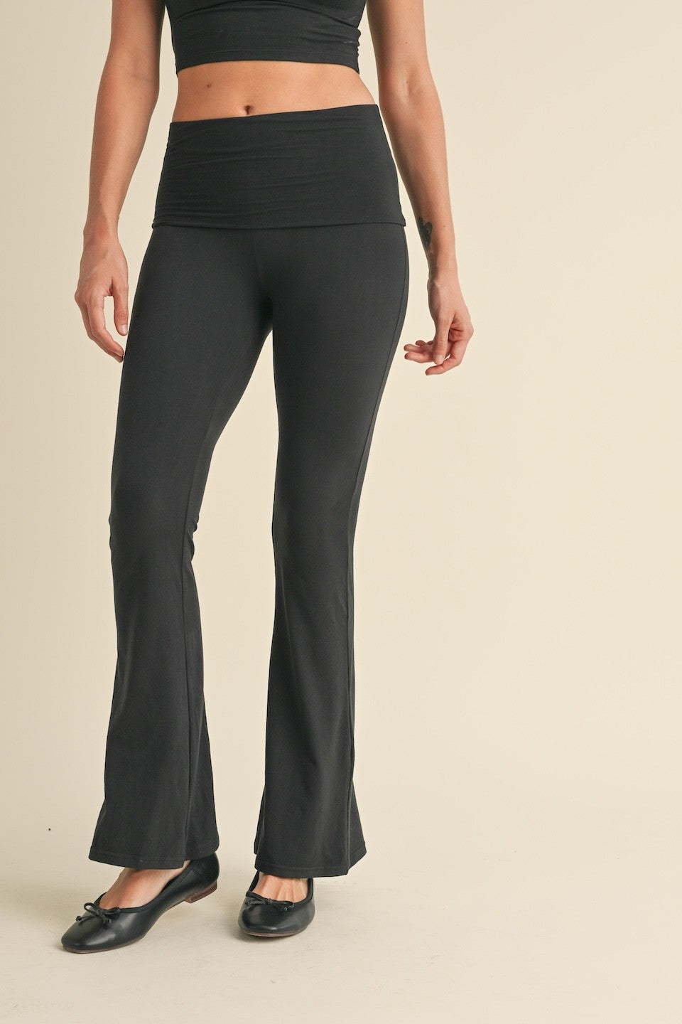 Soft Knit Foldover Flare Leggings