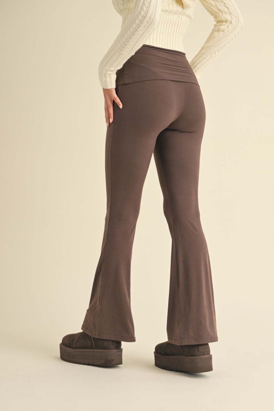 Soft Knit Foldover Flare Leggings