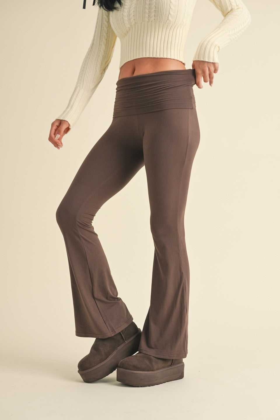 Soft Knit Foldover Flare Leggings