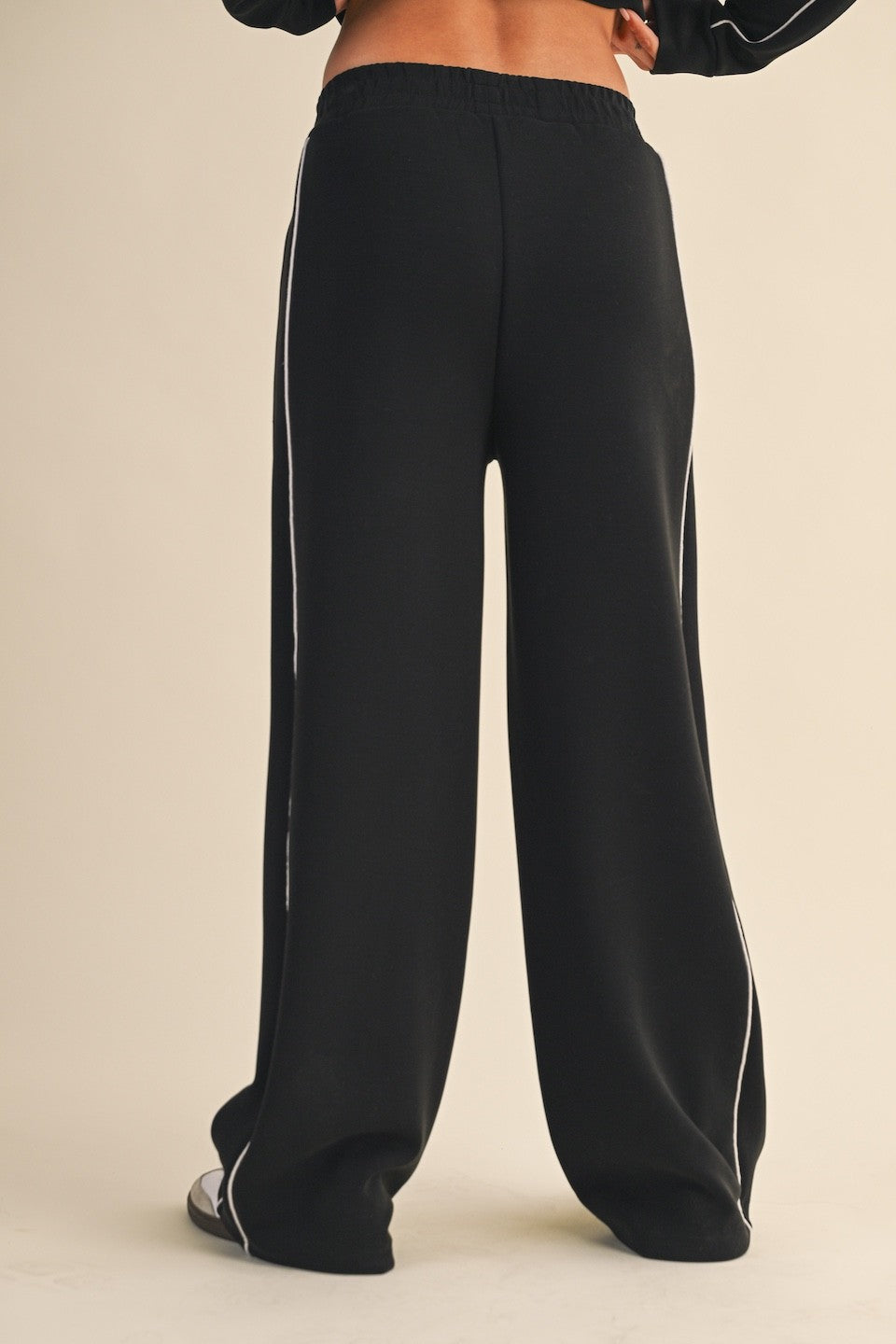 Super Soft Contrast Piping Wide-Leg Lounge Pants