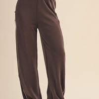 Super Soft Contrast Piping Wide-Leg Lounge Pants