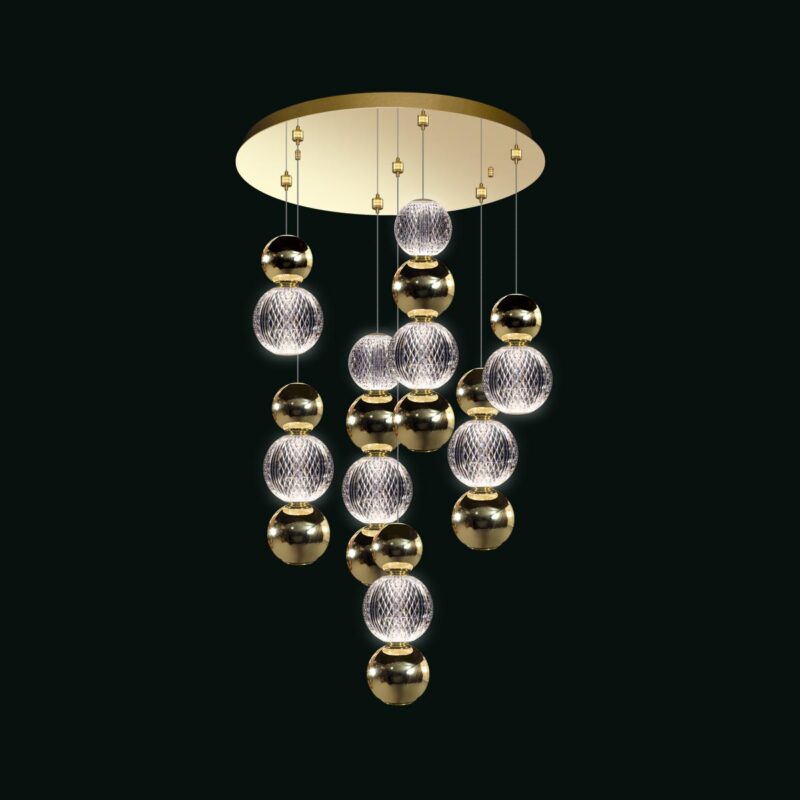 Brillante - Sospensione 7 luci accorciata oro