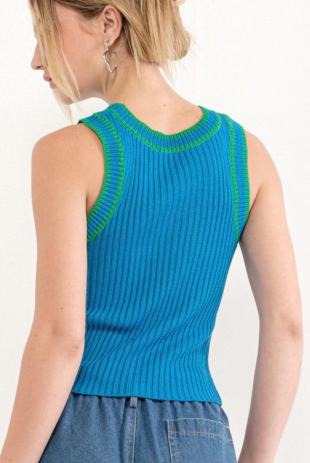 CORALIE CONTRAST RIB TANK - Ecozini