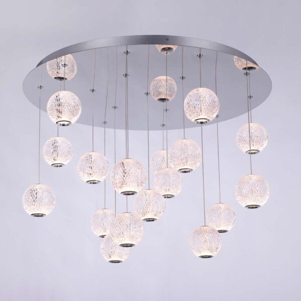 Diamante - Lampada da soffitto a 17 luci cromo accesa