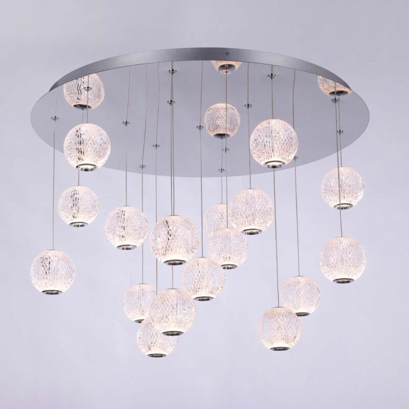 Diamante - Lampada da soffitto a 17 luci cromo accesa