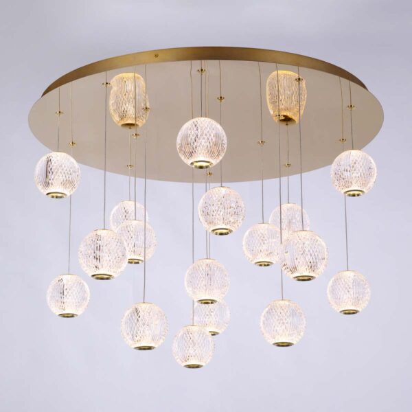 Diamante - Lampada da soffitto a 17 luci oro accesa