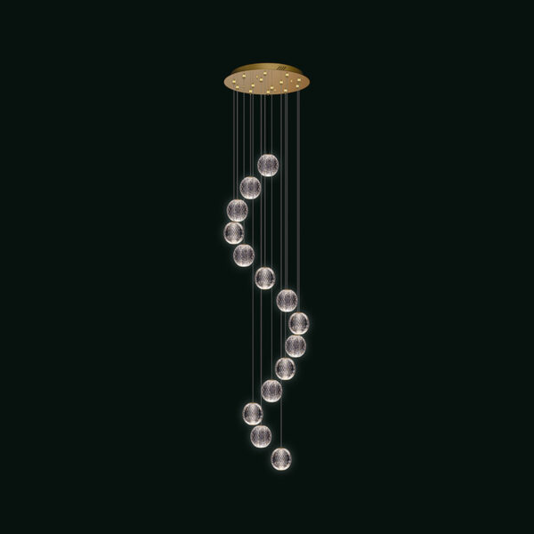 Diamante - Sospensione a 14 luci oro