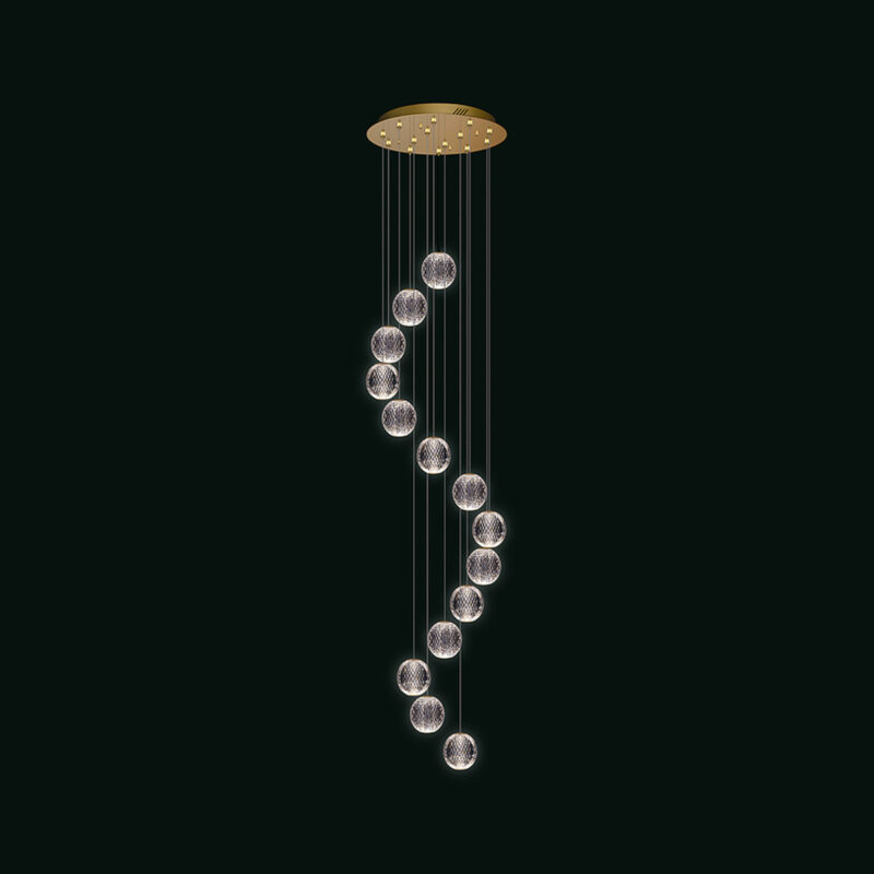Diamante - Sospensione a 14 luci oro