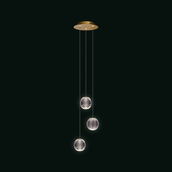 Diamante - Sospensione a 3 luci oro