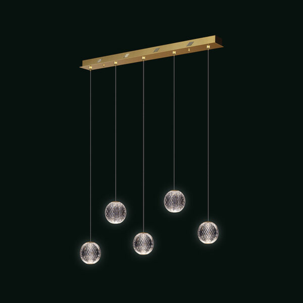 Diamante - Sospensione a 5 luci gold