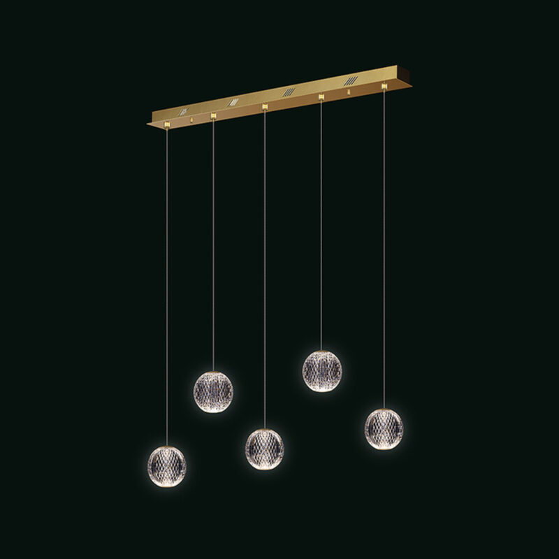 Diamante - Sospensione a 5 luci gold