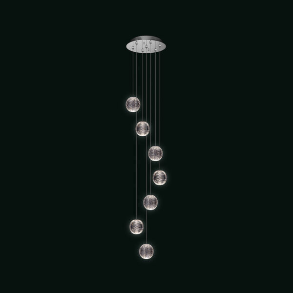 Diamante - Sospensione a 7 luci cromo
