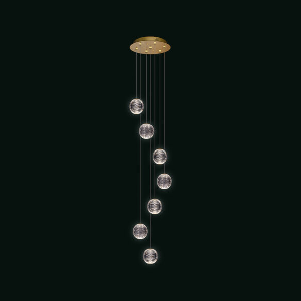 Diamante - Sospensione a 7 luci oro
