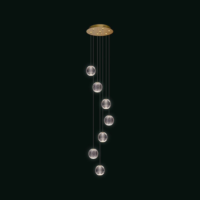Diamante - Sospensione a 7 luci oro