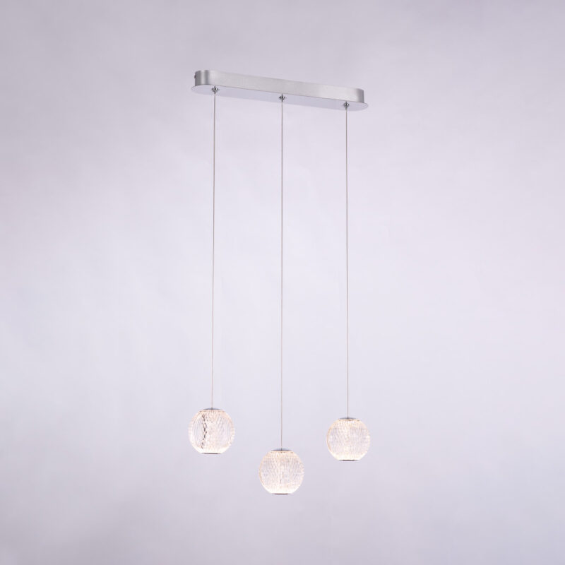 Diamante - Sospensione lineare a 3 luci cromo