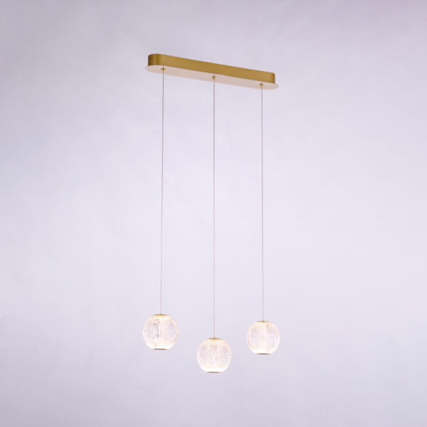 Diamante - Sospensione lineare a 3 luci oro