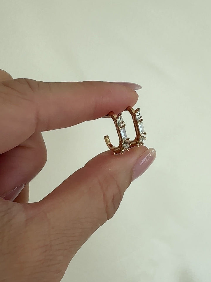 Gold and crystal hoop earrings