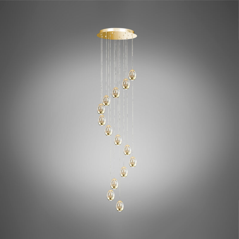 Golden Egg - Sospensione a 14 luci oro