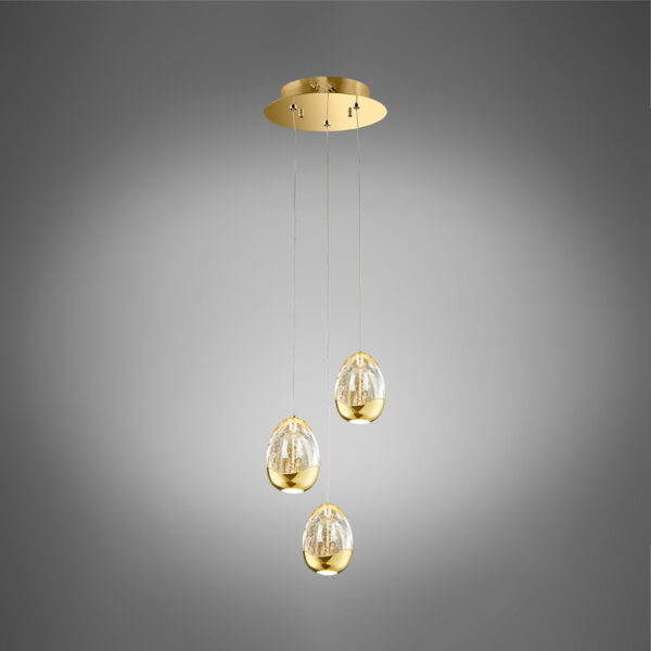 Golden Egg - Sospensione a 3 luci oro - 3AGOL